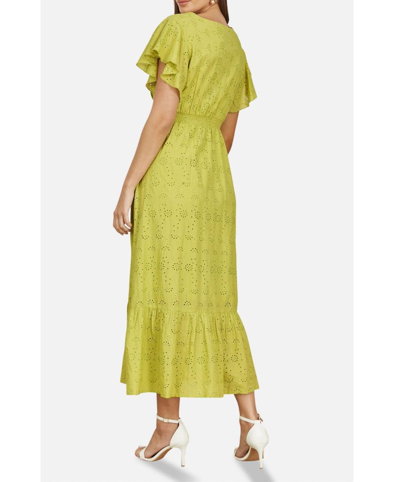 Women's Cotton Broderie Anglaise Wrap Midi Dress