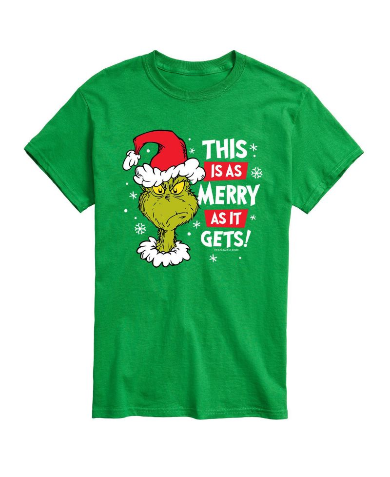 Men's Dr. Seuss The Grinch As Merry As Gets Graphic T-shirt