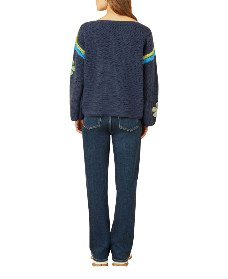 Women's Crochet Flower Long Sleeve Jumper