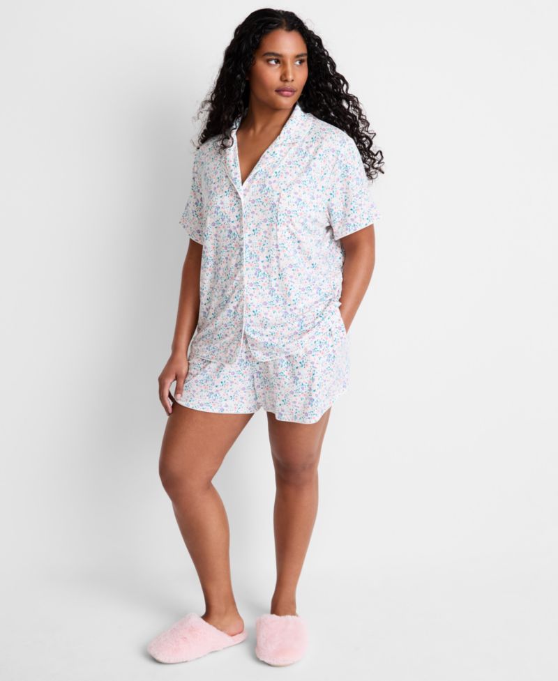 Women's Modal Fluid Knit Notched-Collar Pajama Set XS-3X