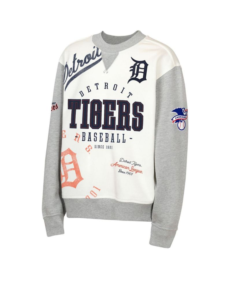 Big Boys and Girls Cream/Gray Detroit Tigers Big League Power Hit Fleece Sweatshirt
