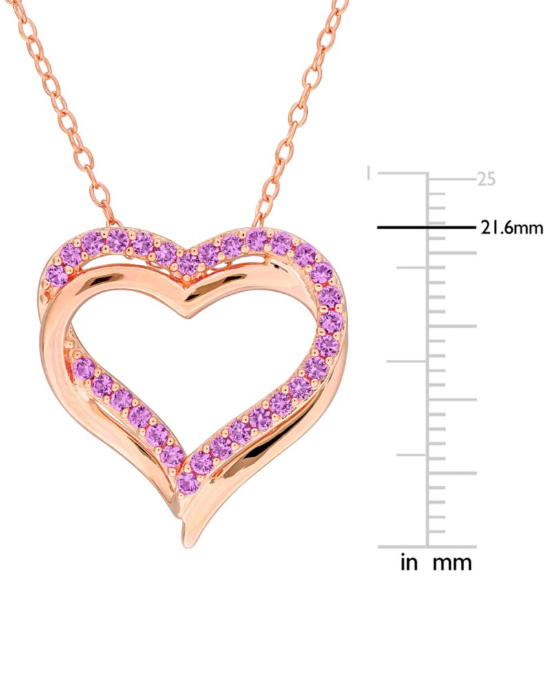 Lab Created Pink Sapphire (1/2 ct. t.w.) Pendant Necklace in 18k Rose Gold Flash Plated Sterling Silver