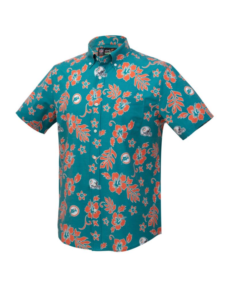Men's Aqua Miami Dolphins Kekai Performance Button-Down Top