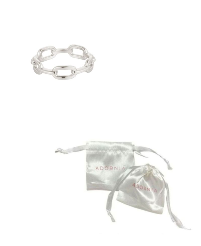 Silver-Tone Link Band Ring