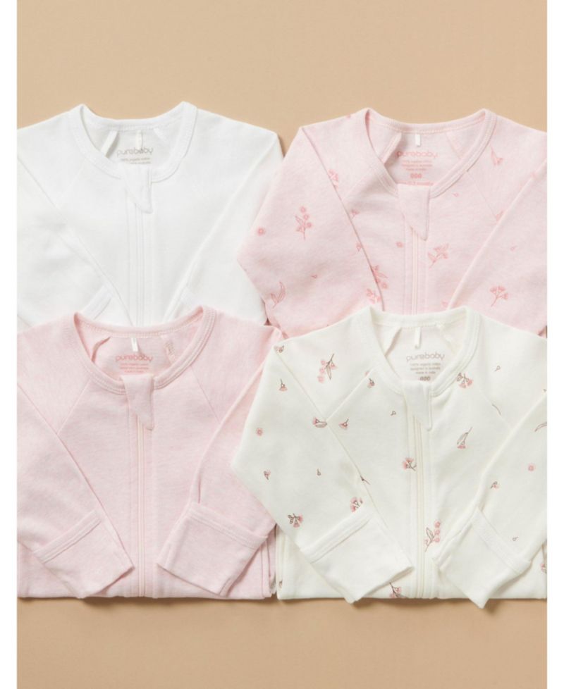 Baby Girls Zip Coverall 4 Pack
