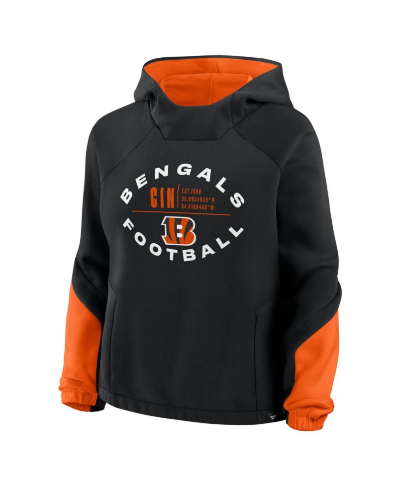 Women's Black Cincinnati Bengals Oversized Redzone Bubble Screen Pullover Hoodie