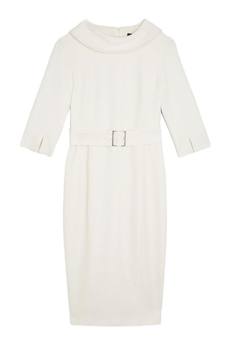 Women's Crepe Roll Neck Pencil Midi Dress