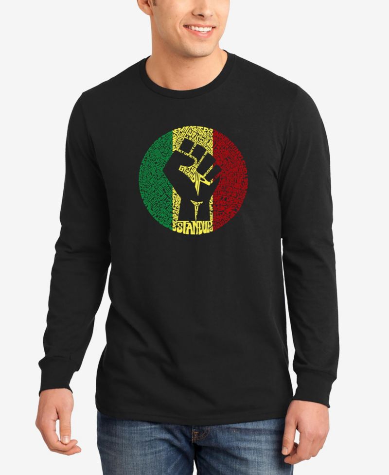Men's Word Art Long Sleeve Get Up Stand Up T-shirt