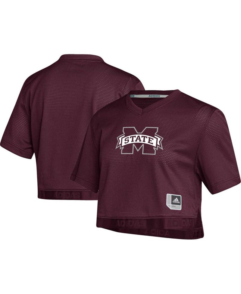Women's Maroon Mississippi State Bulldogs Primegreen V-Neck Cropped Jersey