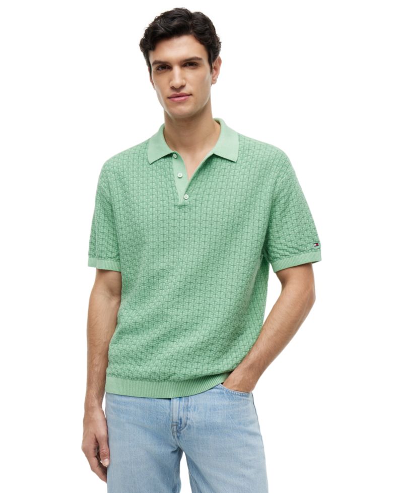 Men's Textured Sweater Polo