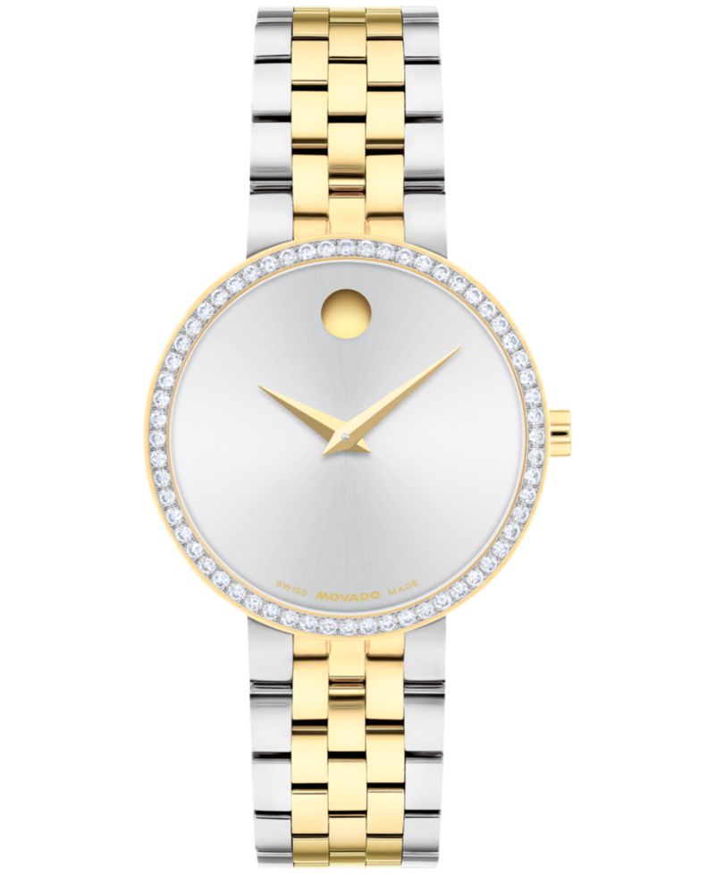 Women's Museum Classic Lab Grown Diamond Swiss Quartz Stainless-Steel Light Yellow PVD Watch, 29.5mm