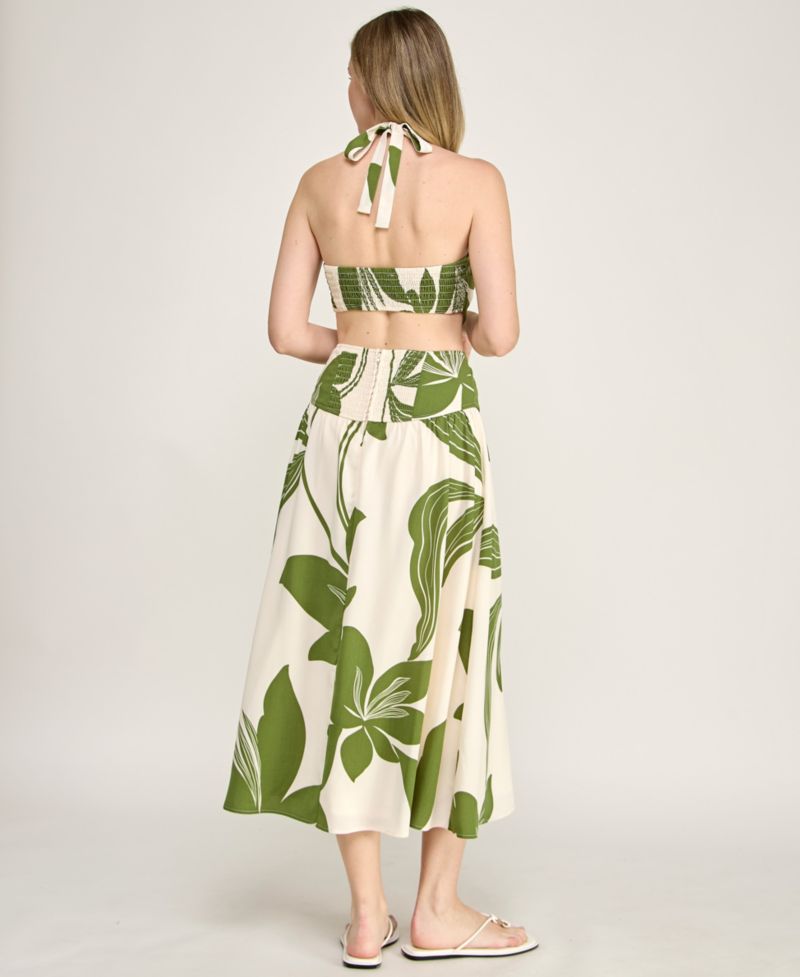 Juniors' Halter Neck Fit And Flare Midi Dress
