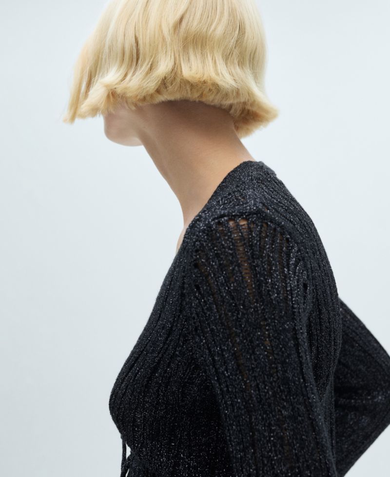Women's Bows Detail Lurex Cardigan