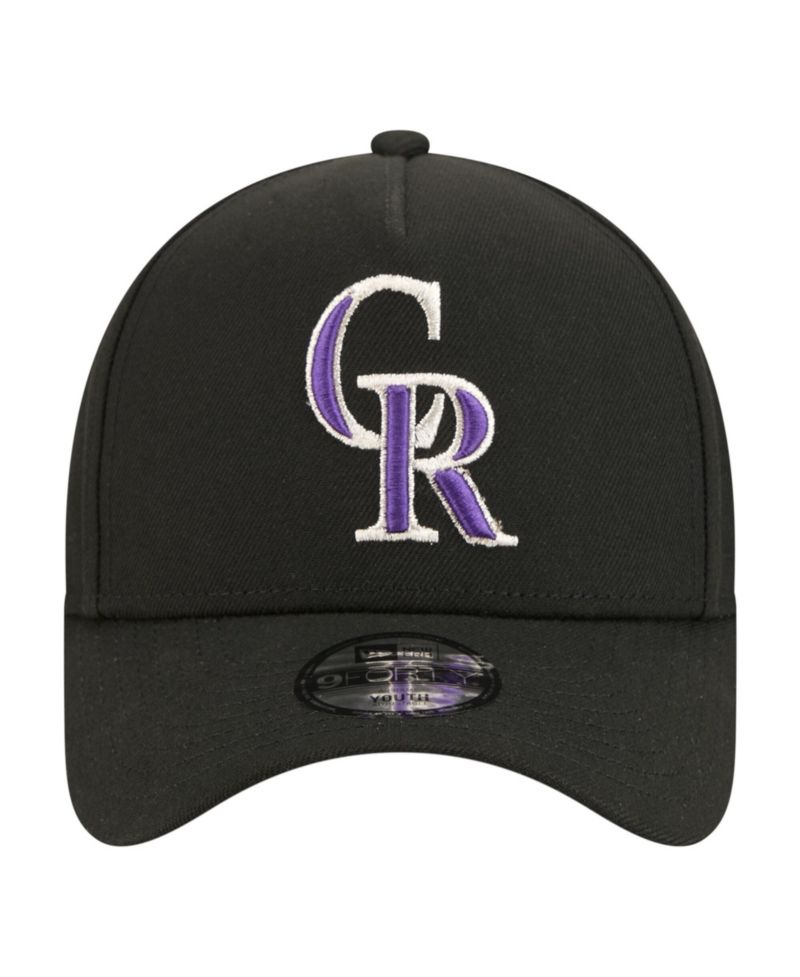 Big Boys and Girls Black Colorado Rockies 9FORTY A-Frame Adjustable Hat