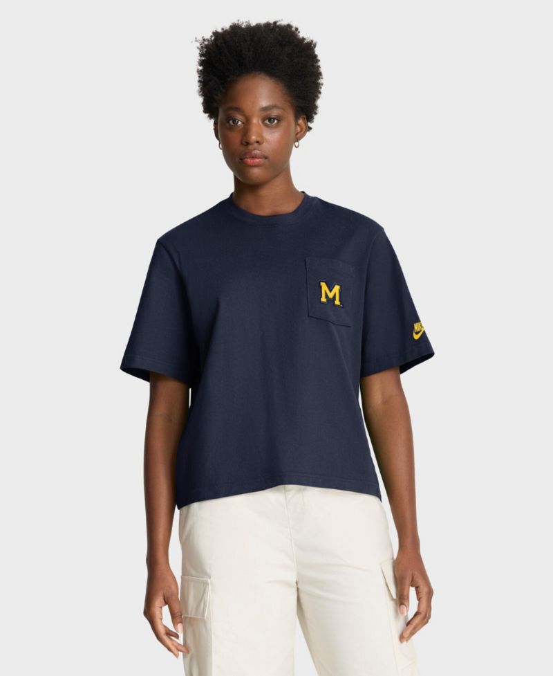 Women's Michigan Wolverines Legacy Pocket Boxy T-Shirt