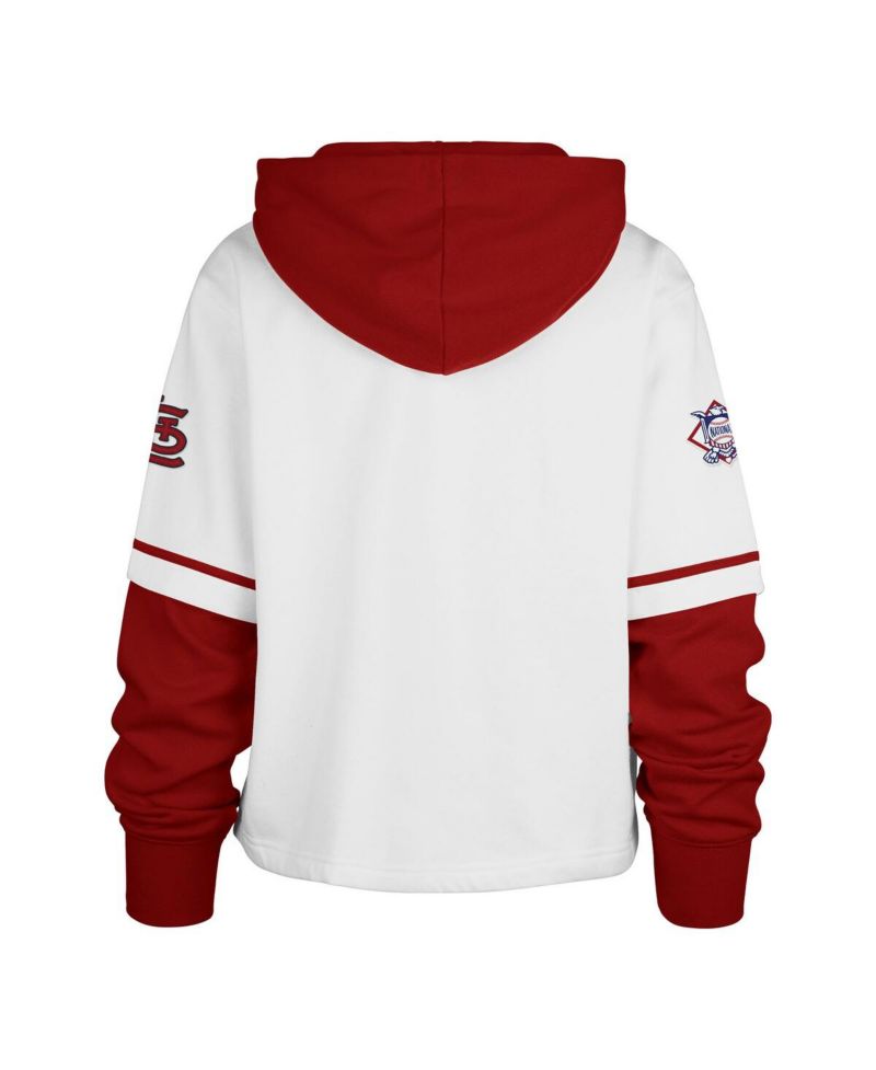 Women's White St. Louis Cardinals Trifecta Shortstop Cropped Pullover Hoodie
