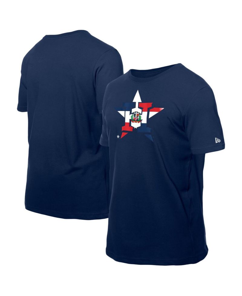 Men's Navy Houston Astros Dominican Republic Flag Logo T-Shirt