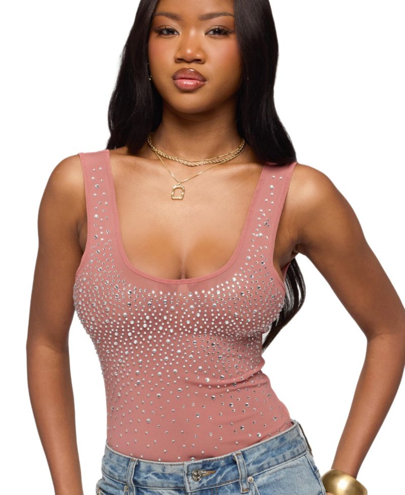 Women's Angelita Rhinestone Sheer Mesh Bodysuit