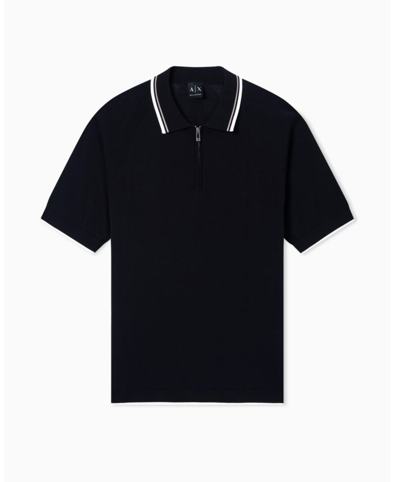 Men's Short Sleeve Zip with Tipping Polo Shirt