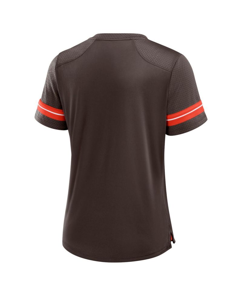 Women's Brown Cleveland Browns Play Script Lace-Up T-Shirt