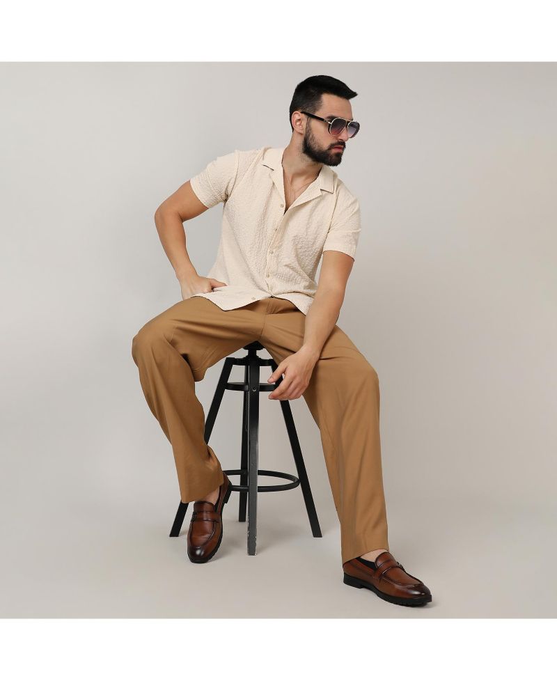 Men's Pale Yellow Micro Creased Shirt