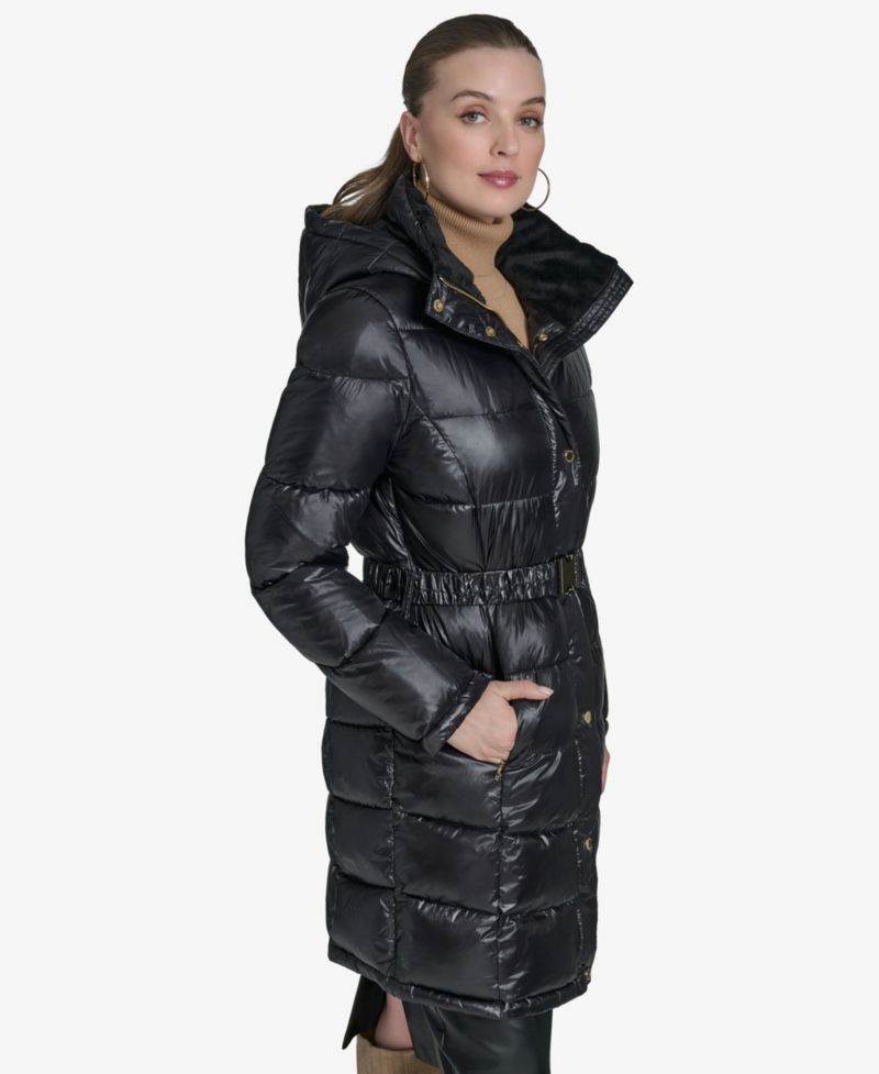 Women's Stand Collar Belted Puffer Coat
