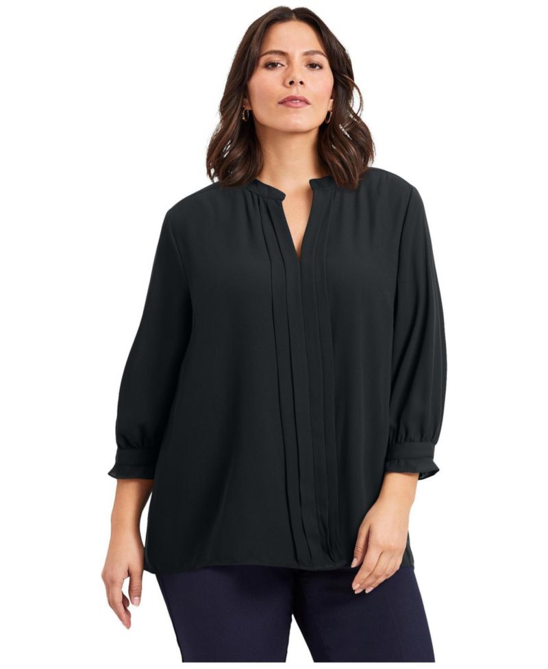 Plus Size Pintuck Popover Women's Top
