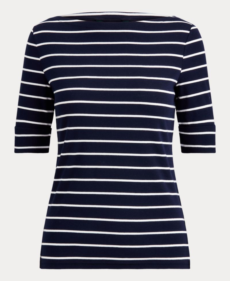 Women's Striped Boat Neck Top