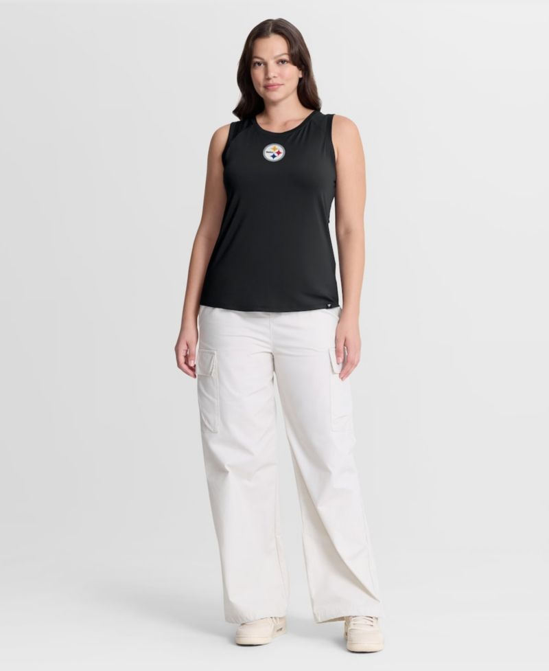 Women's Black Pittsburgh Steelers Draped Mesh Back Performance&iquest; Tank Top