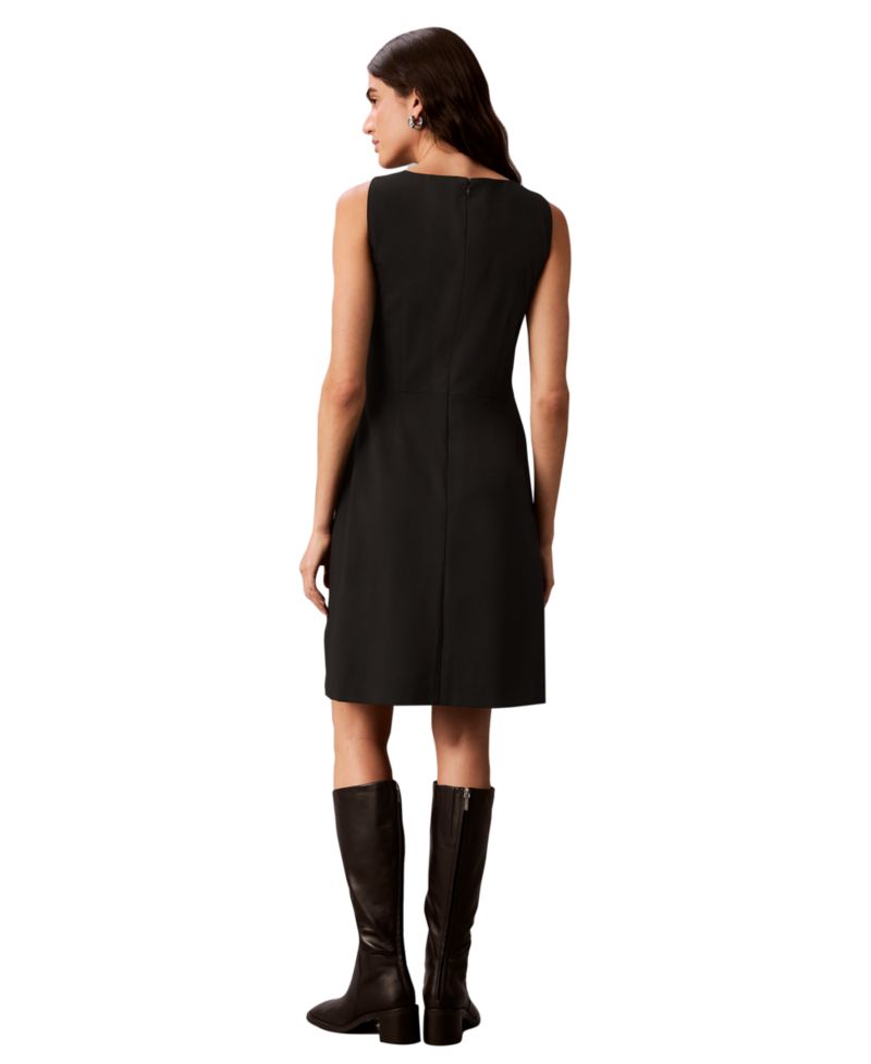 Women's Sleeveless Boat Neck Flared Mini Dress