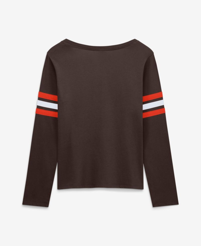 Women's Cleveland Browns Team First Coverage Scheme Long-Sleeve Lace-Up Neckline T-Shirt