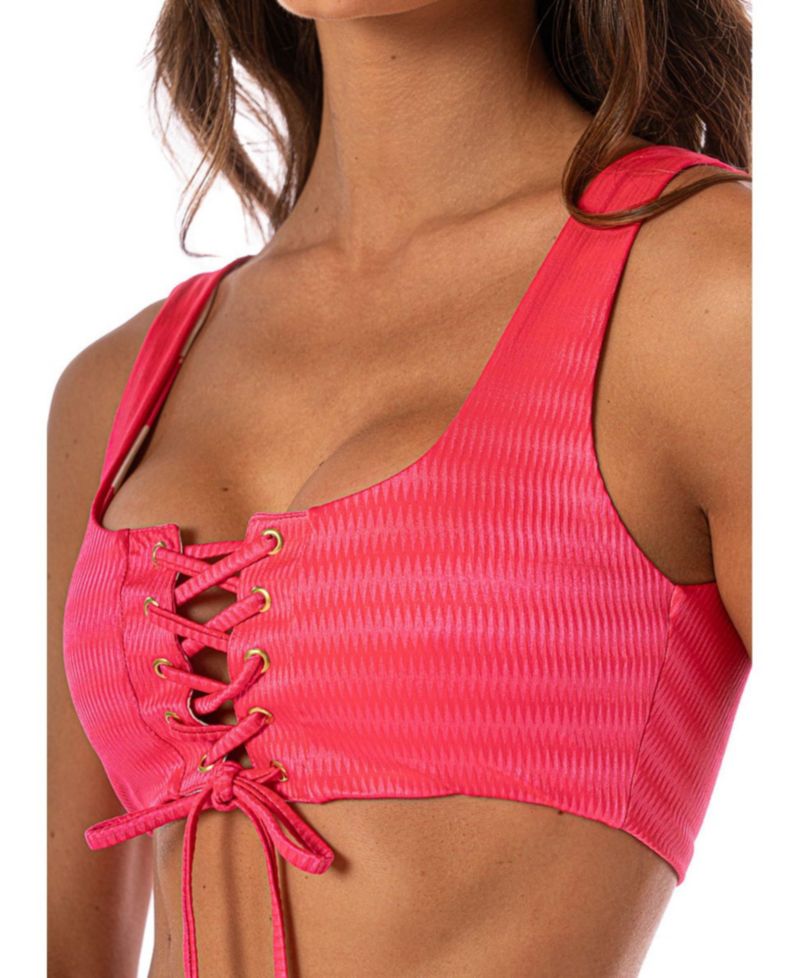 Women's Flowerbed Dazzle Reversible Scoop Neck Wide-Strap Bikini Top