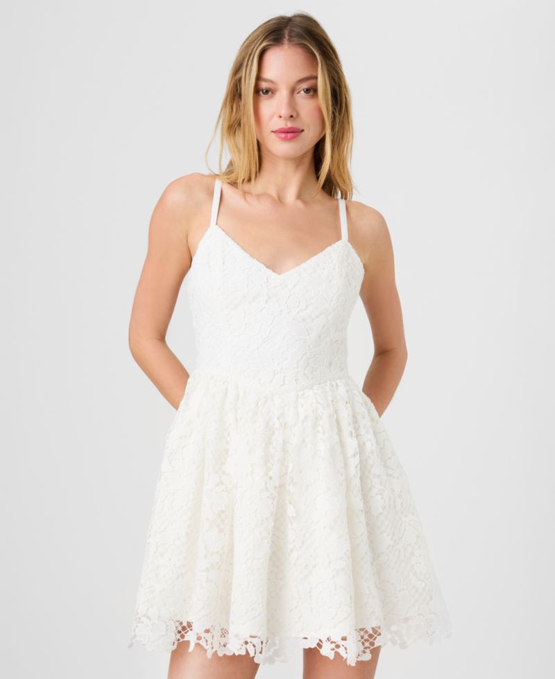 Women's Lace V-Neck Ballerina Mini Dress