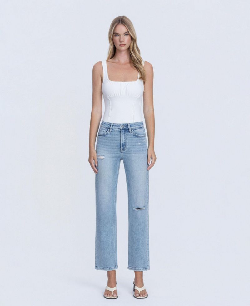 Women's High Rise Ankle Straight Jeans