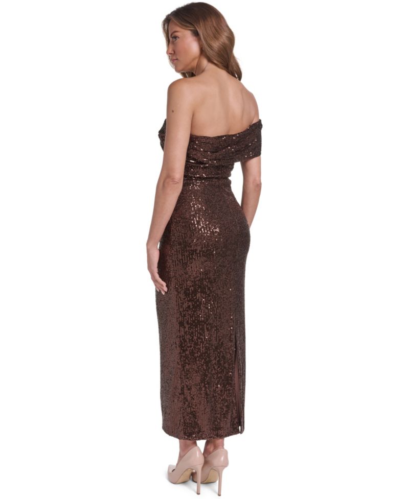 Women's Sequin Ruched One-Shoulder Sheath Dress