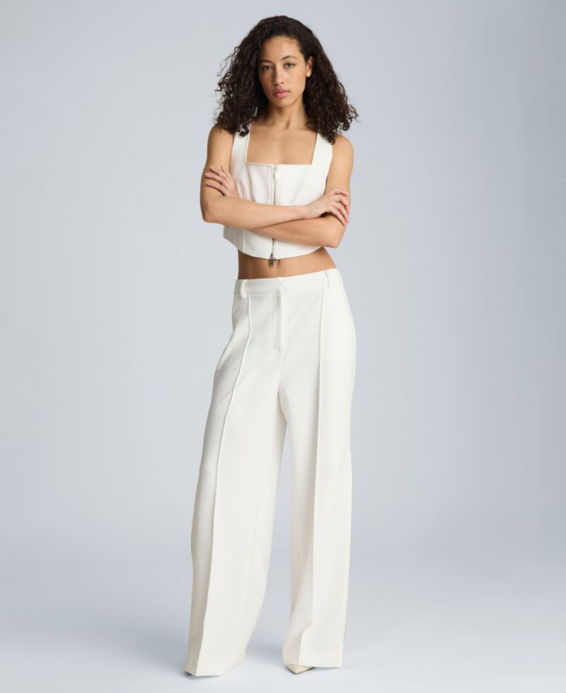 Women's High-Rise Pintuck Zip Sides Pants