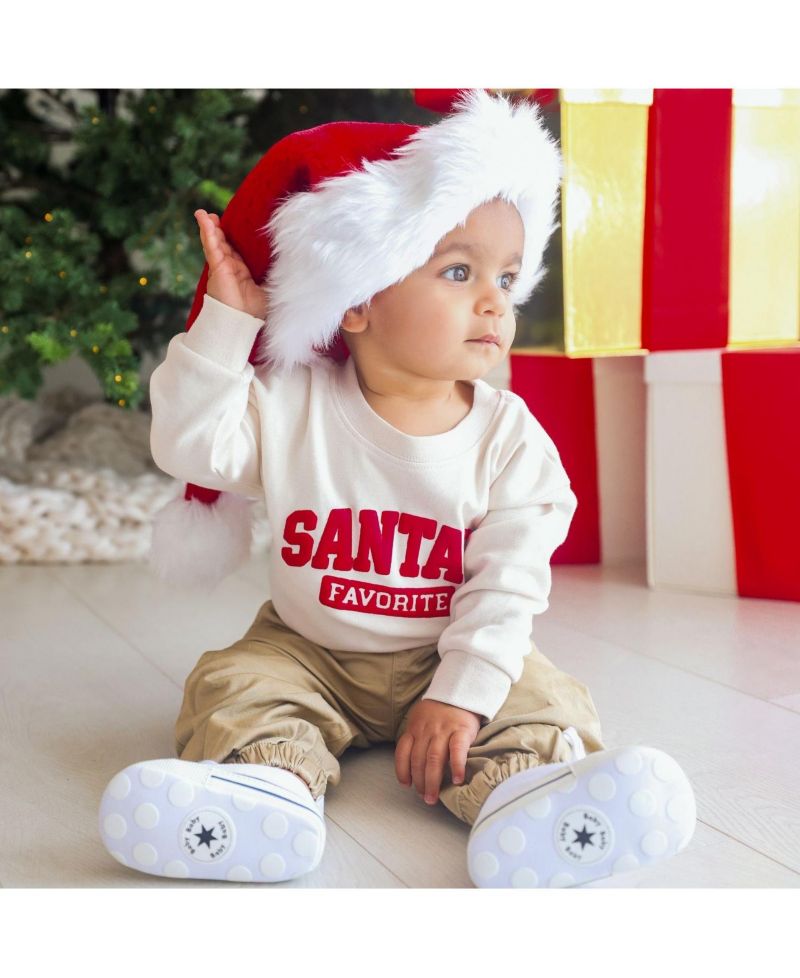 Baby Boys' Santa's Favorite Long-Sleeve Crewneck Christmas Romper