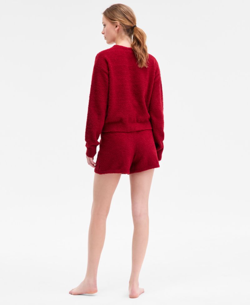 Women's Cropped Plush Lounge Sweatshirt & Plush Shorts