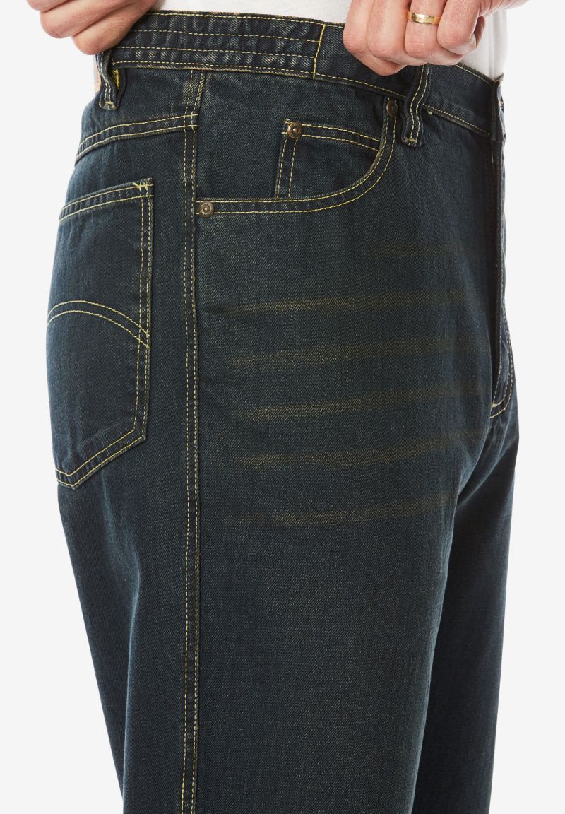 Men's by KingSize Loose-Fit Side Elastic 5-Pocket Jeans