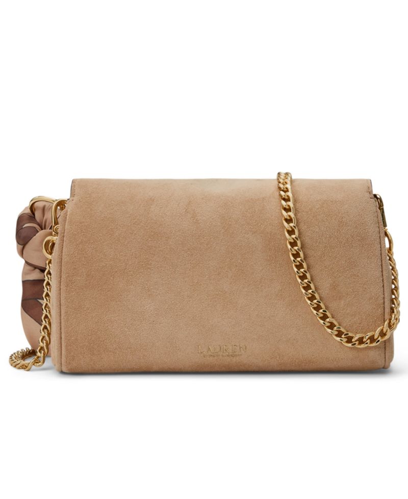 Scarf Trim Suede Small Crossbody Bag