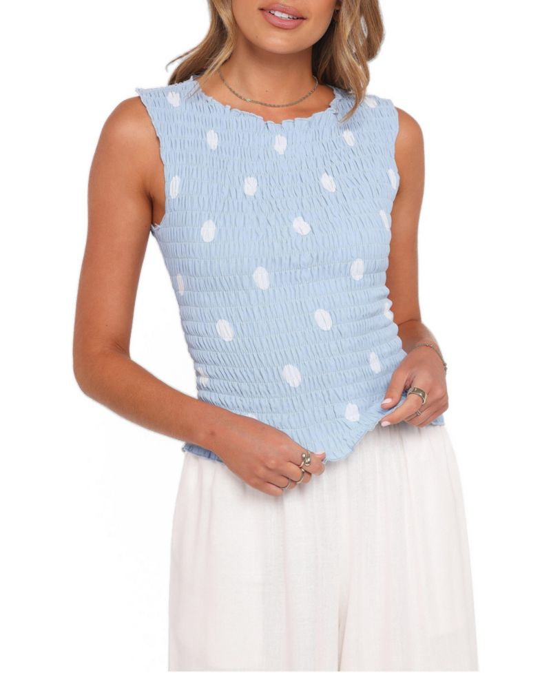 Women's Zoya High-Neck Open-Back Polka-Dot Top