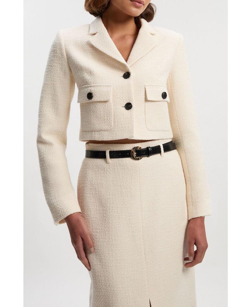 Women's Double Button Tweed Cropped Jacket