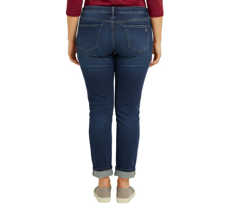 Women's Mid Rise Boyfriend Rolled Denim Jeans