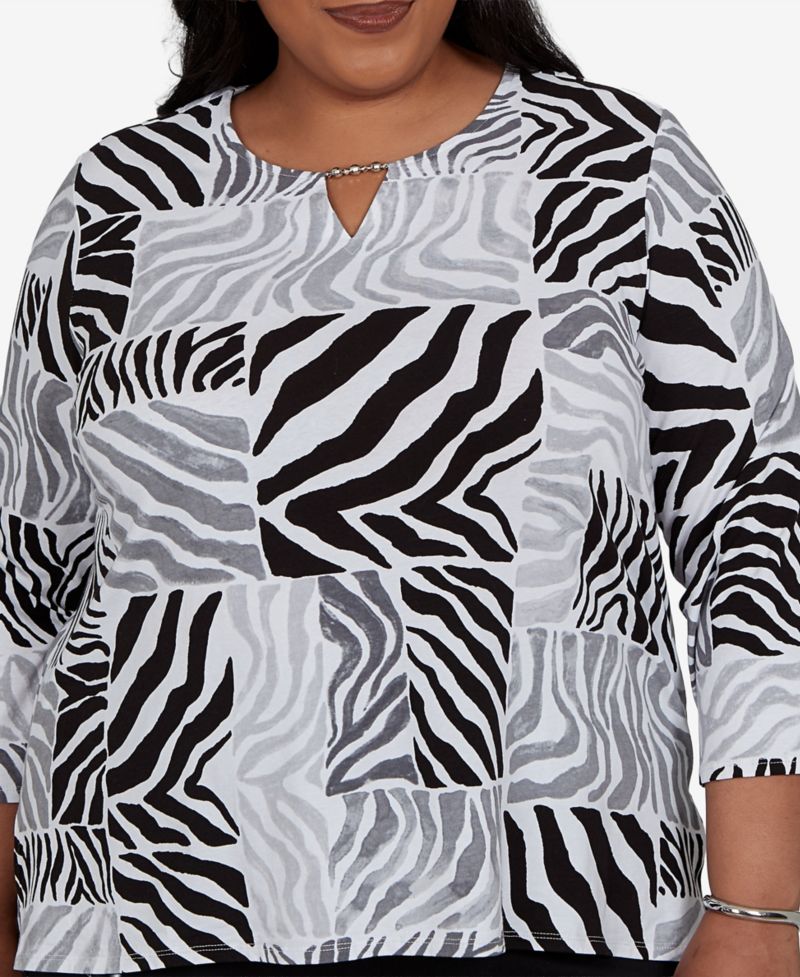 Plus Size Zebra Blocks Knit Top