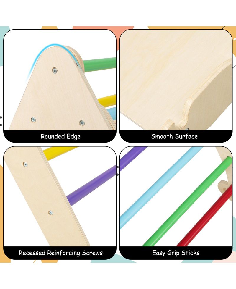 5-in-1 Montessori Reversible Wooden Triangle, Ramp, and Arch, 3-Piece Set