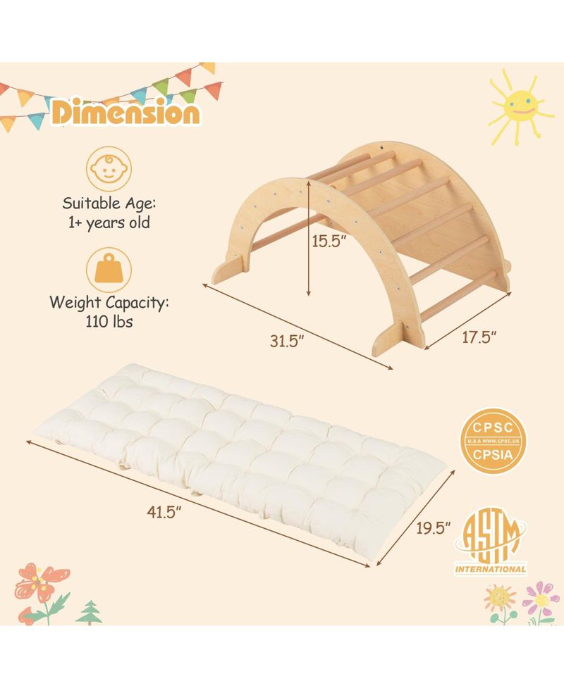Montessori 6-in-1 Climbing Arch Climber with Cushion