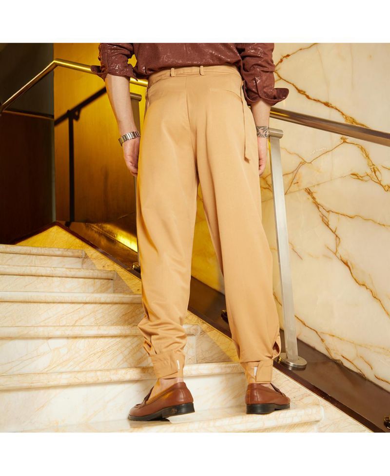Men's Khaki Beige Panelled Gurkha Trousers