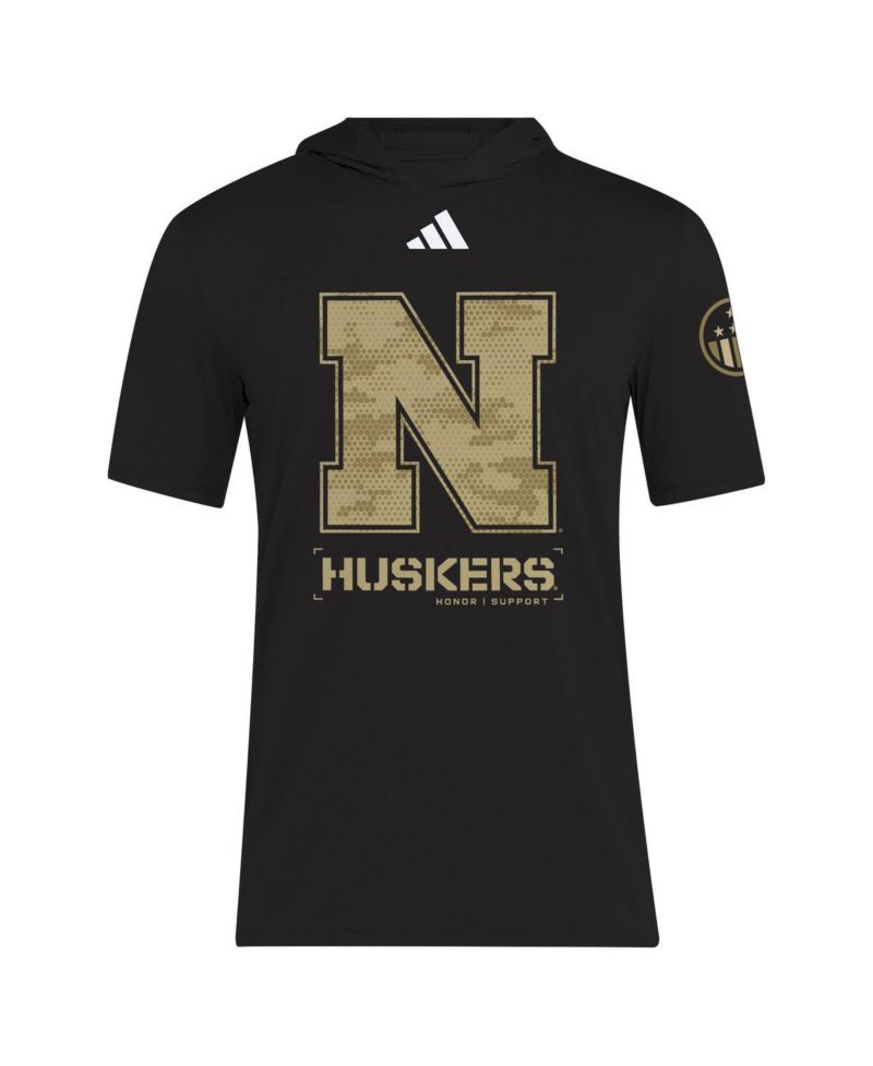 Men's Black Nebraska Huskers 2025 Military Appreciation AEROREADY T-Shirt