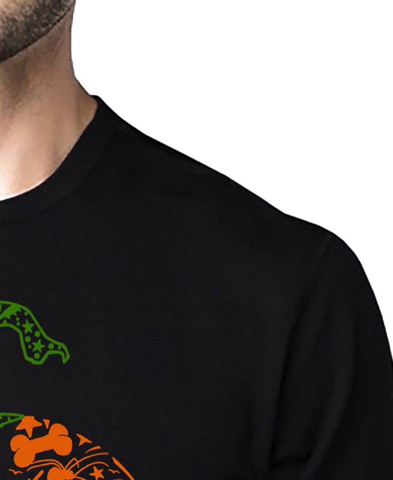 Men's Halloween Pumpkin Word Art Cotton and Polyester Blend T-Shirt