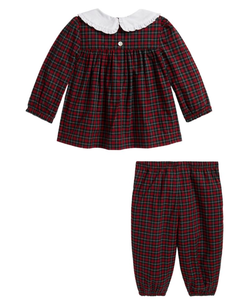 Baby Girls' Ruffled Long-Sleeve Top and Pants, 2-Piece Set